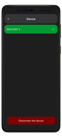 Device settings menu